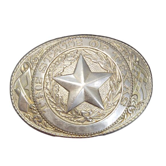 The State of Texas Lone Star Solid Metal Oval Belt Buckle - Picture 2 of 8